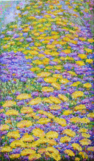 Anastasia Woron:"El Prado"-Óleo Original Firmado (46x27cm.)2021 Óleo Lienzo Floral