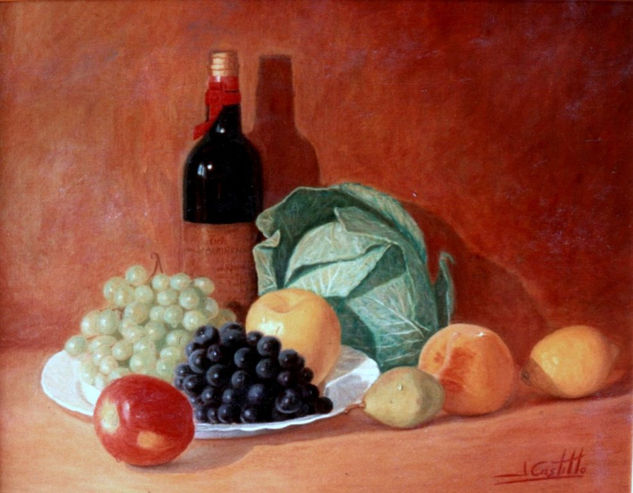 "Bodegon con Frutas" Oil Panel Still Life Paintings