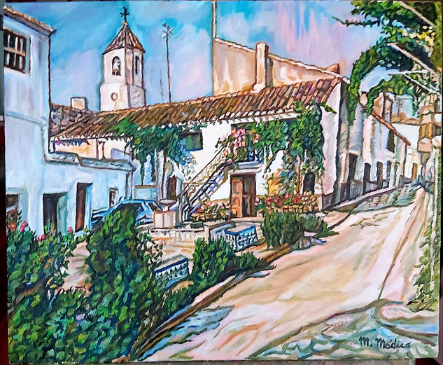 Plaza de la fuente ( Chirivel ) Almeria. Oil Canvas Landscaping