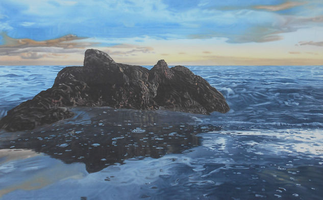 Roca en paisaje de mar Oil Canvas Marine Painting