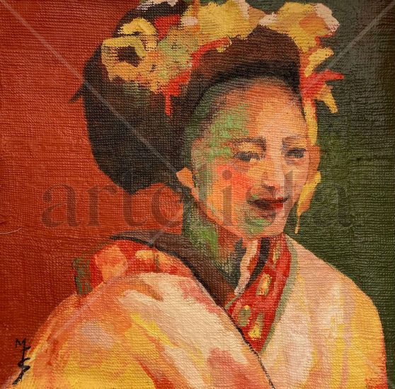 Japan in mind Oil Textile Portrait