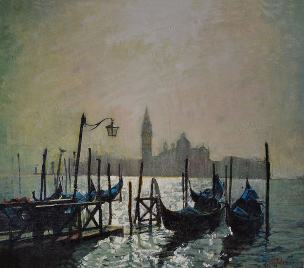 Reflejos en Venezia Oil Canvas Marine Painting