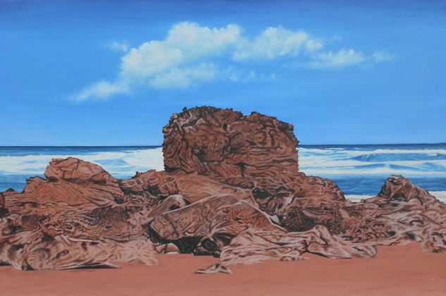 Panorama de rocas en la playa Oil Canvas Marine Painting