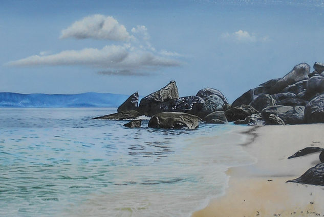 Rocas en la playa y mar Oil Canvas Marine Painting