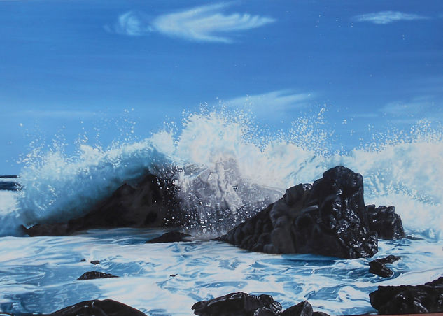 Paisaje de mar con rocas y oleaje Oil Canvas Marine Painting