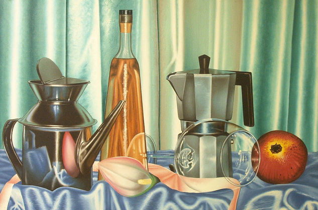 Naturaleza muerta con botella de vino y copa Oil Canvas Still Life Paintings