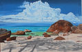 Paisaje de mar con playa y rocas