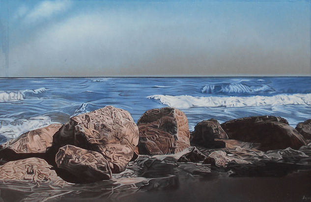 Rocas sobre la playa Oil Canvas Marine Painting