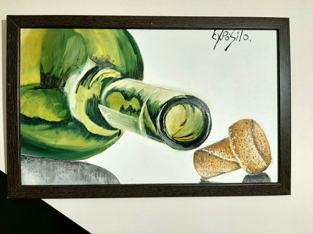 Botella con corcho Oil Panel Still Life Paintings