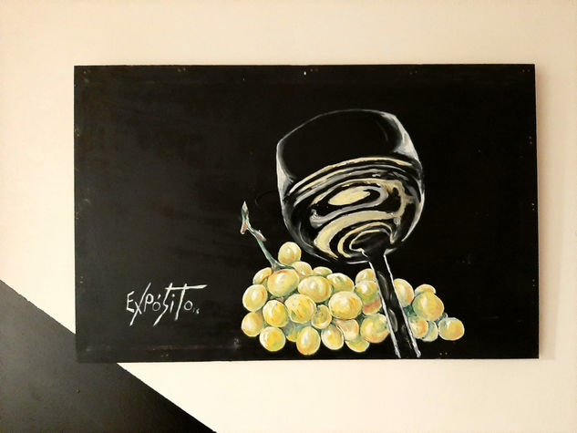 Vino con uvas Oil Panel Still Life Paintings