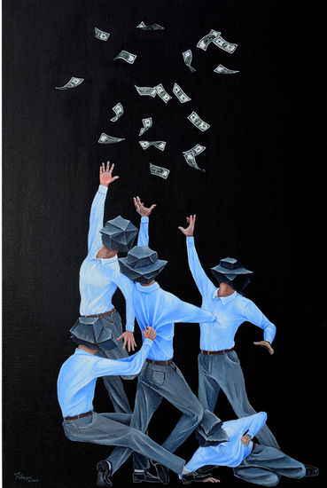 Money obsession Acrylic Canvas Figure Painting