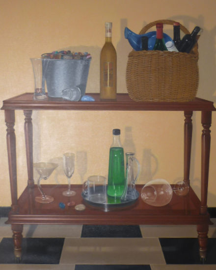 Botellas y copas Oil Canvas Still Life Paintings