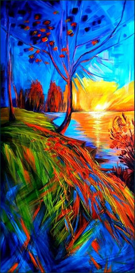 Lakeside Sunlight Acrylic Canvas Landscaping