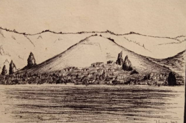 Cerro Pan de azucar, croquis, año 2001, constitucion chile. Pencil