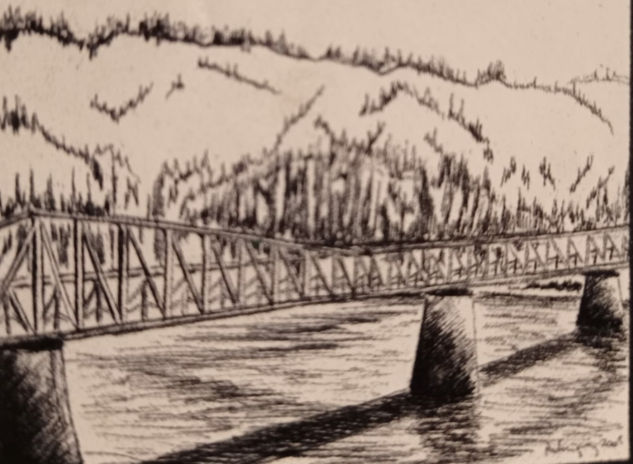 Puente banco de arena, croquis, año 2001, constitucion, chile. Pencil