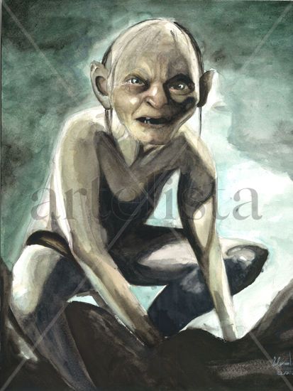 Gollum. Acuarela Papel Figura