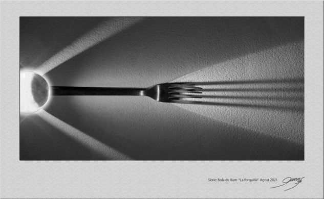 Serie, La bola de luz "El tenedor" Still lifes Black and White (Digital)