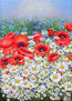 Anastasia Woron: "Poppies and Daisies" - Original Signed Oil Painting (33x45 cm) 2021