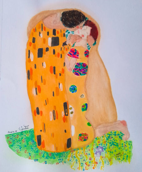 El Beso gustav klimt Acrílico Papel Retrato