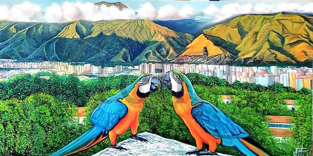 Guacamayas hermosas Óleo Lienzo Paisaje