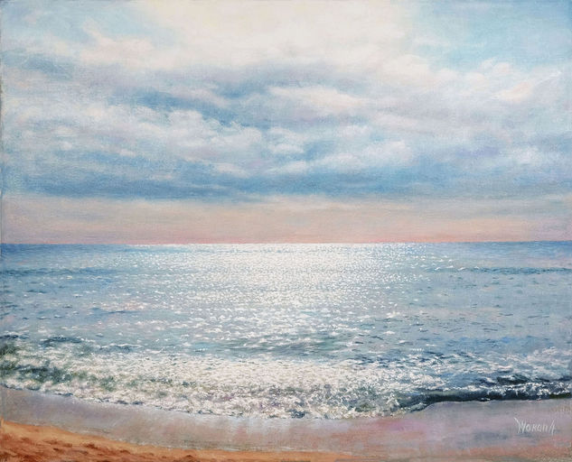 El resplandor del Mediterráneo. Oil Canvas Marine Painting