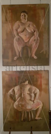 2 vistas Acrylic Canvas Nude Paintings