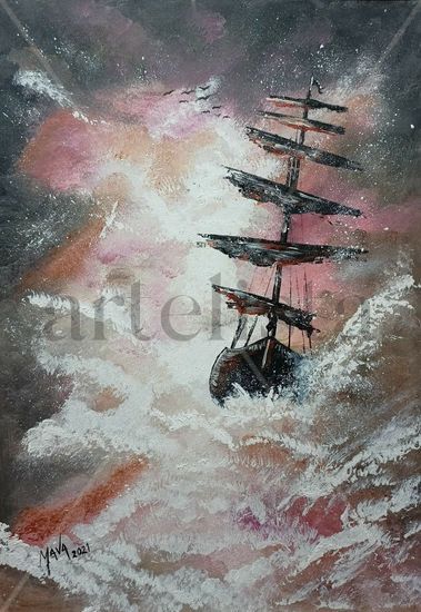 En la Tormenta Acrylic Panel Marine Painting