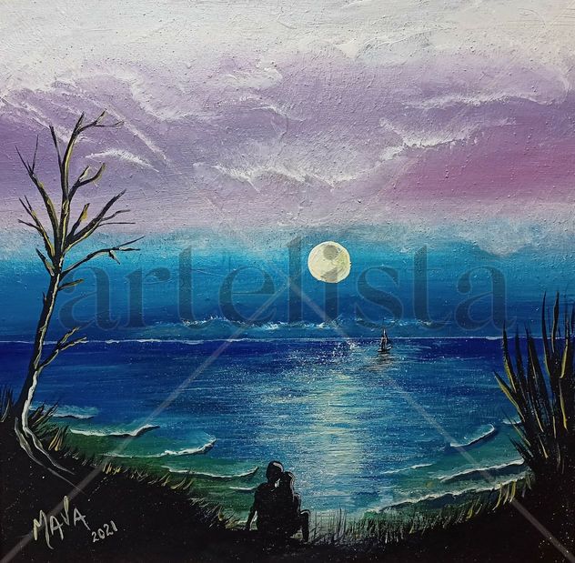 Pareja a la luz de la Luna