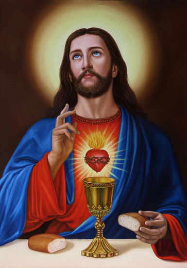 Sagrado Corazón de Jesús Óleo Lienzo Figura