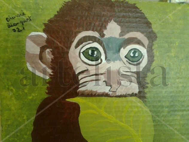 Monito con una hoja