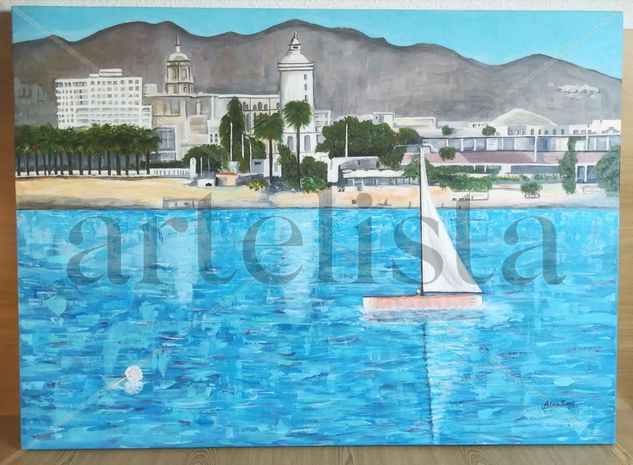 MÁLAGA CITY Acrylic Canvas Landscaping