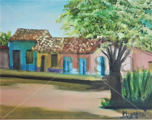 Una calle de Mariguitar Oil Canvas Landscaping