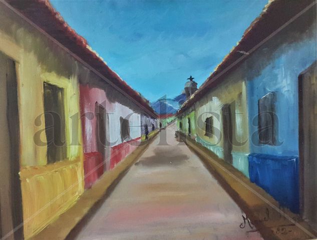 Una calle de Mérida Oil Canvas Landscaping