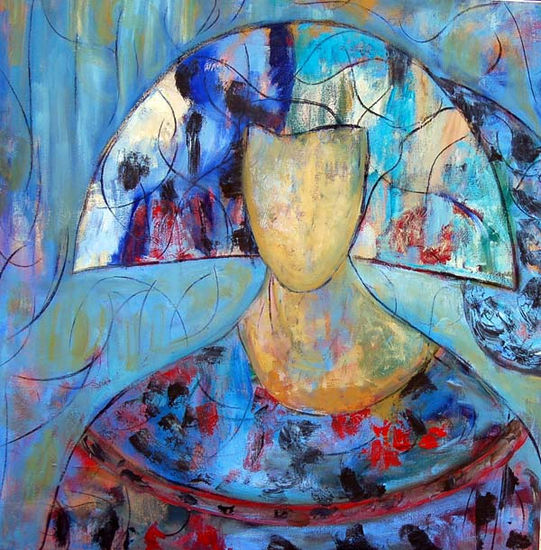 menina azul II Oil Canvas Figure Painting