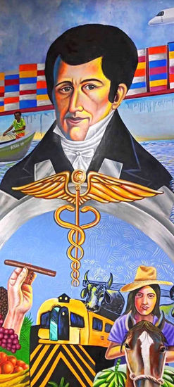 JOSE CECILIO DEL VALLE, FRAGMENTO MURAL DEL BICENTENARIO DEL COMERCIO Acrylic Canvas Figure Painting