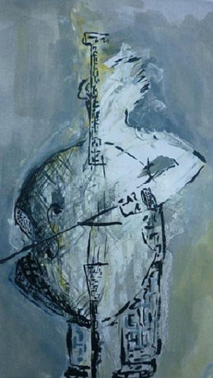 Violonchelo Blanco Mixed media Paper Figure Painting