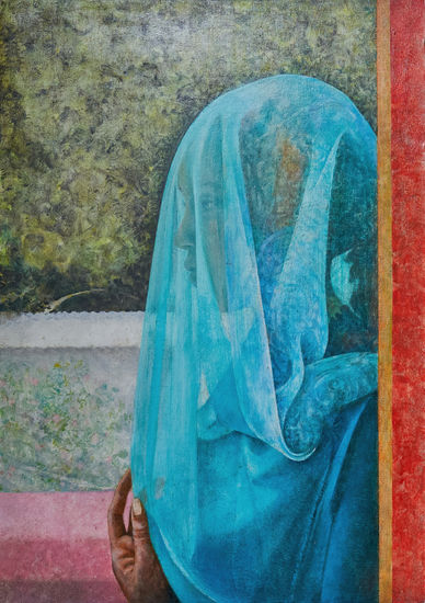 Veiled Woman Oil Canvas Figure Painting