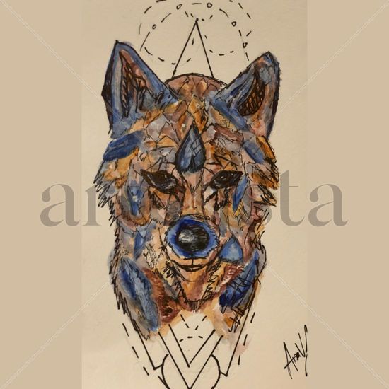 Wolf Watercolour Card Animals