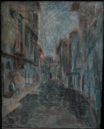 "Calle de la Alberca, Salamanca" Pastel Canvas Landscaping