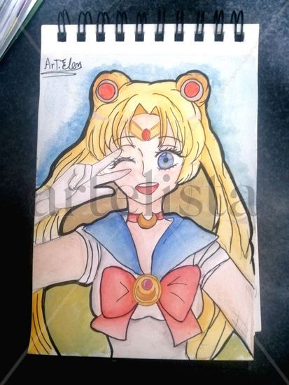 Sailor Moon Acuarela Cartulina Otros