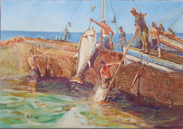 Almadraba Oil Panel Marine Painting