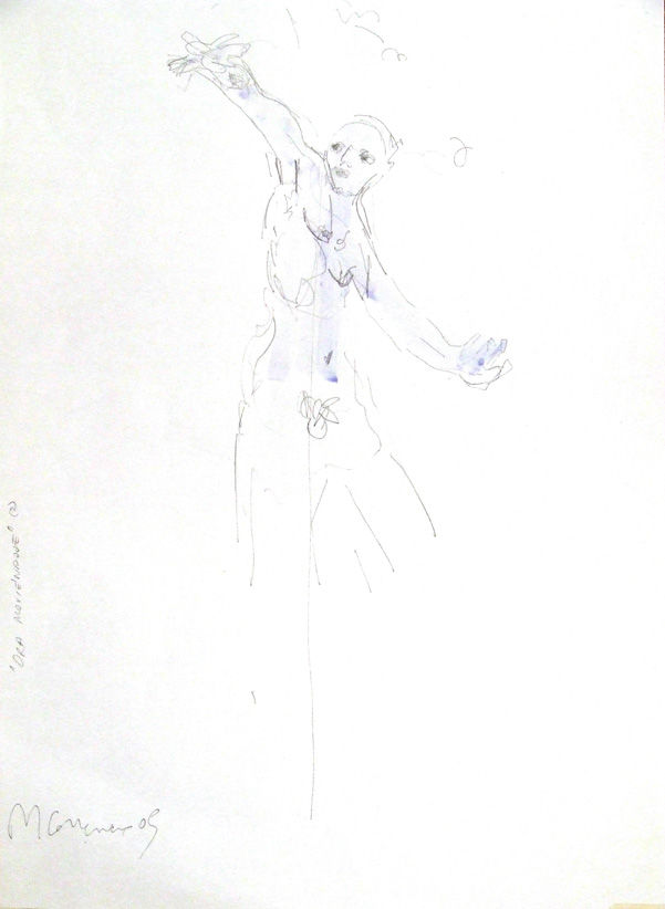 Ora moviéndose II (de la serie de dibujos sobre Ora)