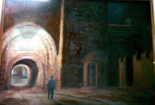 "Nocturno, puerta del sol, Ciudad Rodrigo Oil Panel Landscaping