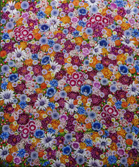 Anastasia Woron: "Flores, Simplemente Adorable!" - Óleo Original (54x65 cm.)2021 Óleo Lienzo Floral