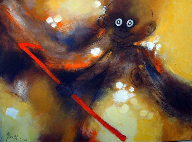 Elegua del garabato rojo Acrylic Canvas Figure Painting