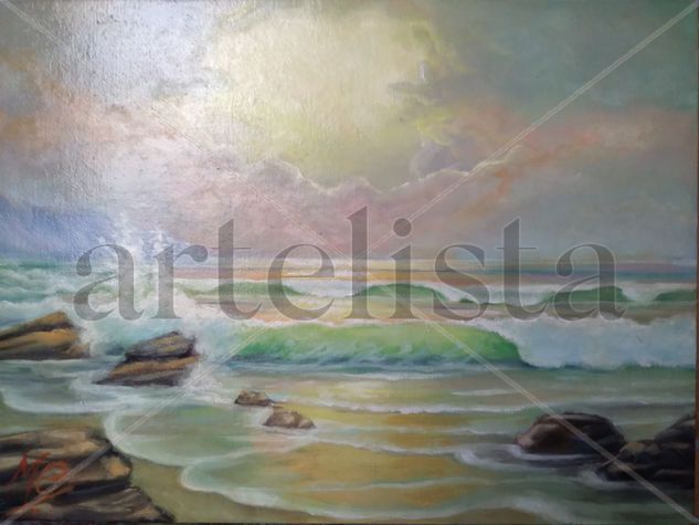 Atardecer Oil Panel Marine Painting