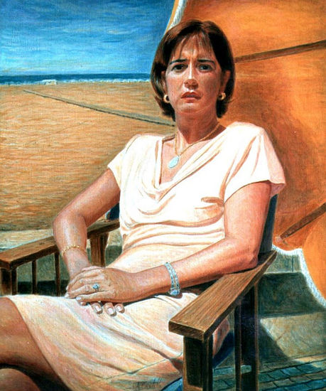 "leo  en la playa de Figueira da foz" Oil Canvas Portrait