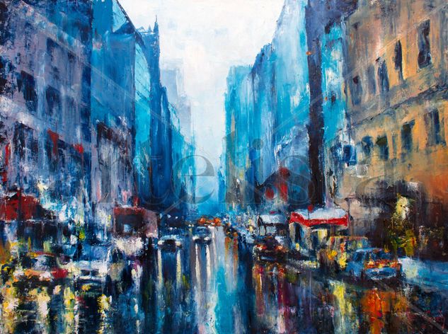 City rain 2021 Oil Canvas Landscaping