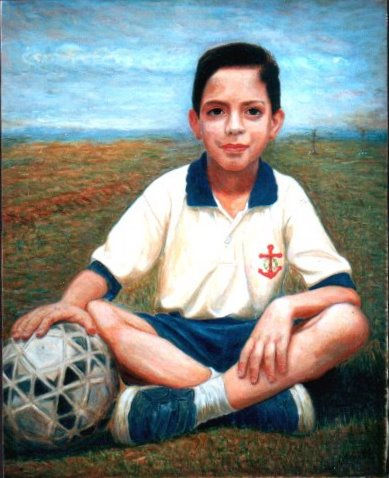 "Retrato de niño" Oil Canvas Portrait