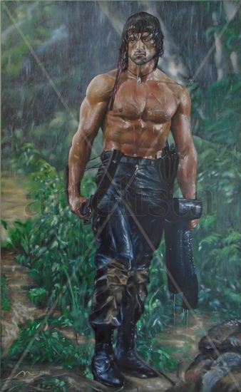 Rambo Óleo Lienzo Figura